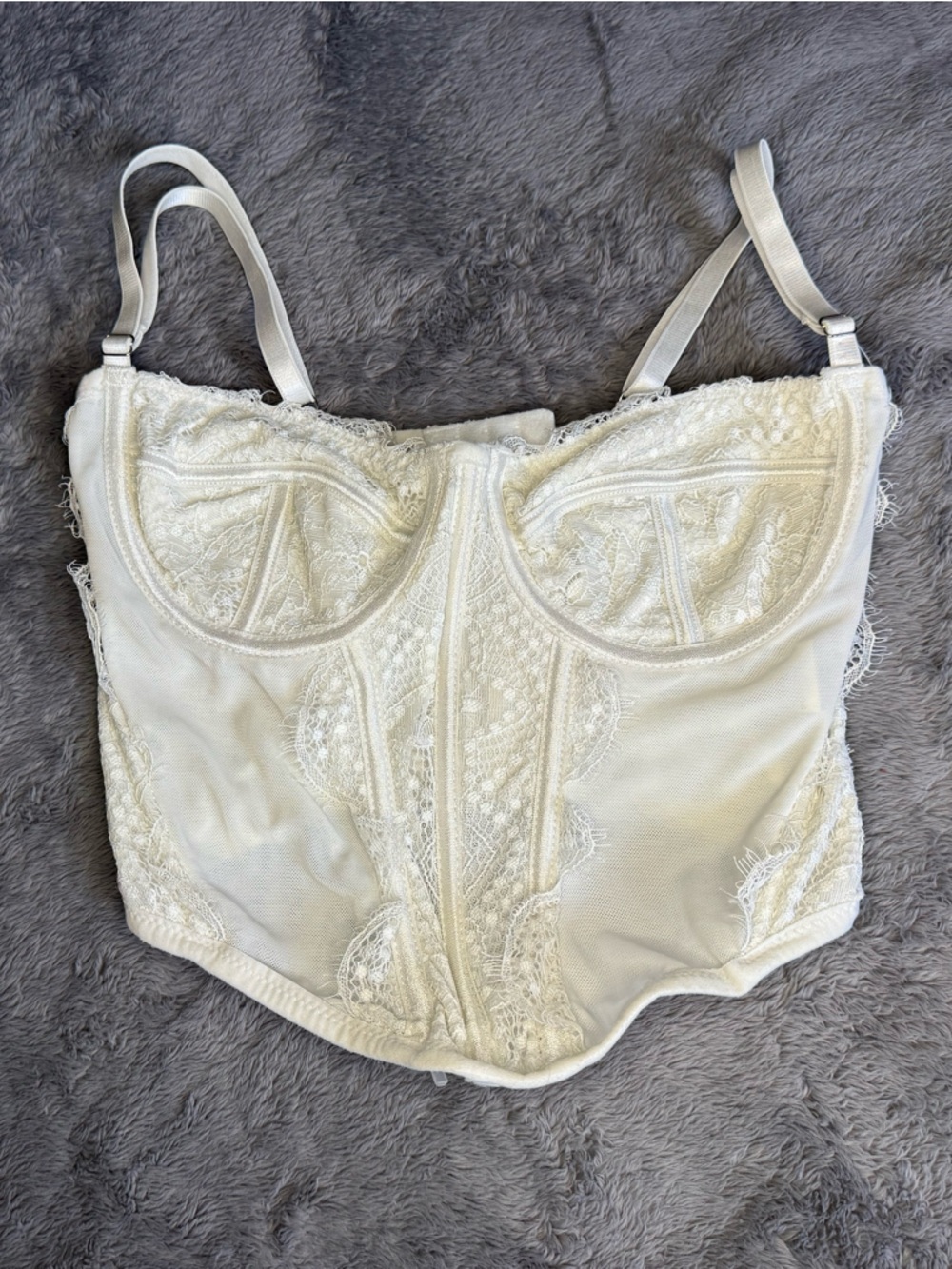 Zara Cream Lace Longline Bustier